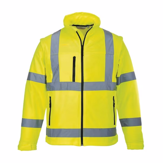 Vestuário de proteção Hi Viz Jaqueta de segurança reflexiva de rodovia de poliéster à prova d'água atende ao padrão En20471