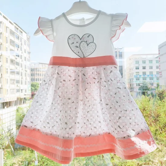 Roupas de verão com design floral personalizado, vestido infantil com laço fino sem mangas, vestido de moda para meninas, vestido de bebê, roupa de menina